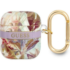 Guess TPU Flower Print Case for Airpods 1|2 Purple