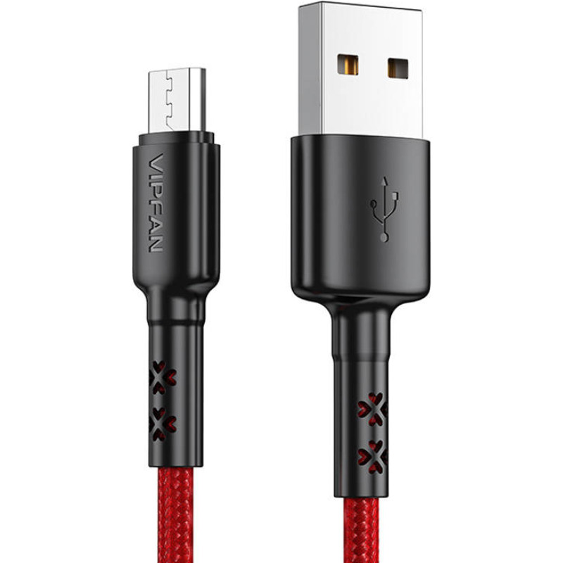 USB to Micro USB cable Vipfan X02, 3A, 1.8m (red)