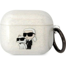 Karl Lagerfeld 3D Logo NFT Karl and Choupette TPU Glitter Case for Airpods 3 White