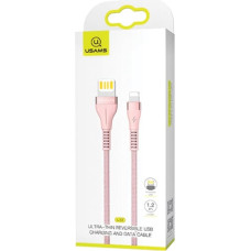 USAMS Kabel pleciony U33 lightning 1,2m 2A Fast Charging różowy|pink SJ360USB03 (US-SJ360)