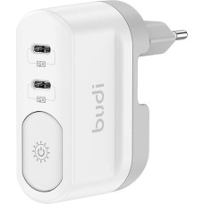 Budi Wall charger with night light, Budi 2xUSB-C 40W