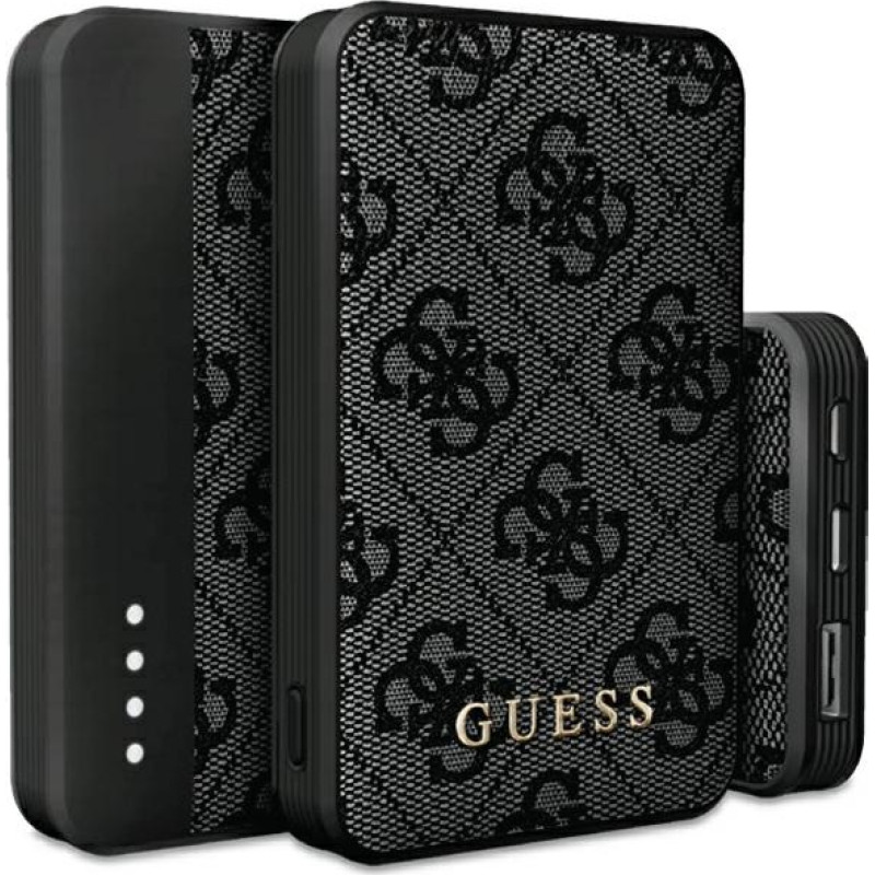 Guess Powerbank 18W GUPB10DP4GEGK 10000mAh czarny|black 4G Leather Metal Logo