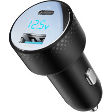 Joyroom JR-CCD01 auto lādētājs ar voltmetru 53W USB C|USB melns