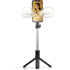 Selfie Stick MINI - with detachable bluetooth remote control, tripod and 2 LED lights - P40S-M BLACK