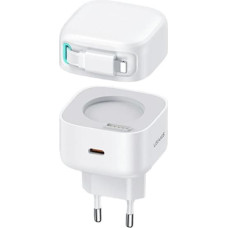 USAMS Ład. siec. 1xUSB-C ze zwijanym kablem Lighning (only head) PD+QC 35W Gan Fast Charging biały|white XMF Series CC209TC02 (US-CC209)