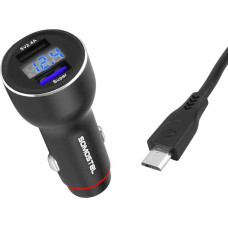 Somostel SMS-A89 Quick Charger 3.0 auto lādētājs, 2 x USB, 5 A, 30 W, metrs + Micro USB kabelis, melns.