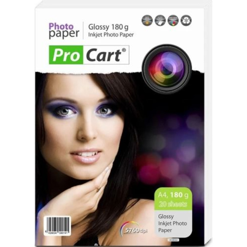 Procart glancēts fotopapīrs A4 180g|m2 20 lapas