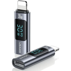 USAMS Adapter AU18 USB-C - Lightning Digital Display 30W stalowy|aluminium SJ681LN01 (US-SJ681)