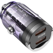 Borofone Car charger BZ29B Outstanding - 2xType C - PD 36W 3A transparent-purple