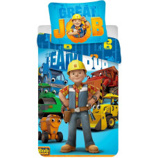 Kokvilnas gultas veļa 140x200 Bob the Builder 8607 ekskavatora transportlīdzekļu spilvendrāna 70x90