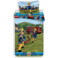 Kokvilnas gultas veļa 140x200 Fireman Sam 0563 ugunsdzēsēju mašīnas spilvendrāna 70x90