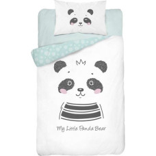 Bambusa gultas veļa 100x135 Panda lācis 3278 Balta piparmētru divpusēja spilvendrāna 40x60
