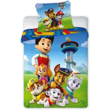 Kokvilnas gultas veļa 100x135 Paw Patrol Paw 1047 Marshall Skye Chase Team zaļa zila spilvendrāna 40x60 bērnu gultiņa