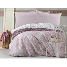 Satīna gultas veļa 200x220 Rodisa ornamenti violets krēms austrumniecisks Exclusive