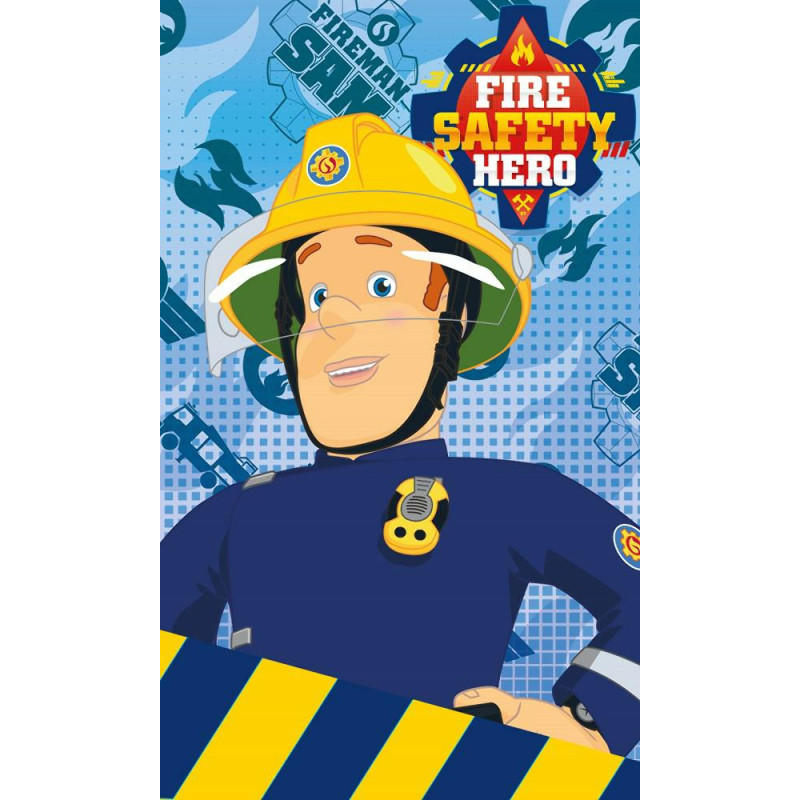 Dvielis bērnudārzam 30x50 Fireman Sam blue 0520 Ugunsdzēsēju bērnu kokvilna