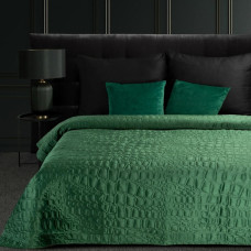 Dekoratīvais gultas pārklājs 280x260 Salvia 7 tumši zaļš ar krokodila ādas motīvu Limited Collection