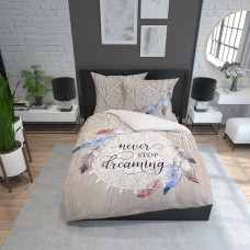 Kokvilnas gultas veļa 220x200 nekad nebeidz sapņot sapņu ķērājs bēšs 3745 A Holland Home 71
