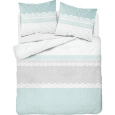 Kokvilnas gultas veļa 220x200 glamūra ornamenti svītras piparmētra 3834 B Kokvilna 88