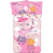 Kokvilnas gultas veļa 140x200 Peppa Pig rozā spilvendrāna 70x90