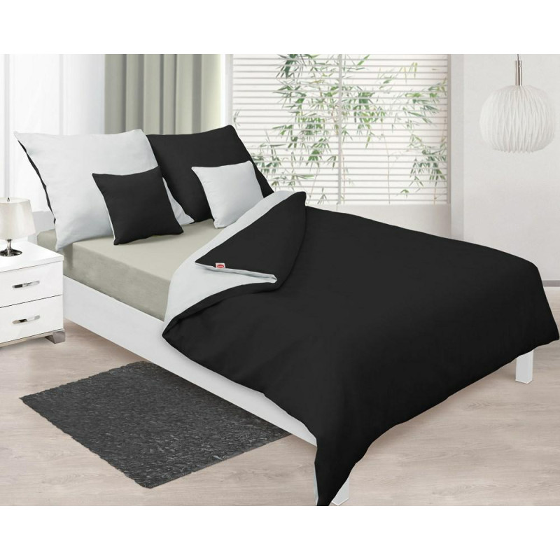 Satīna gultasveļa 160x200 Double Face balta melna 01+48 KG