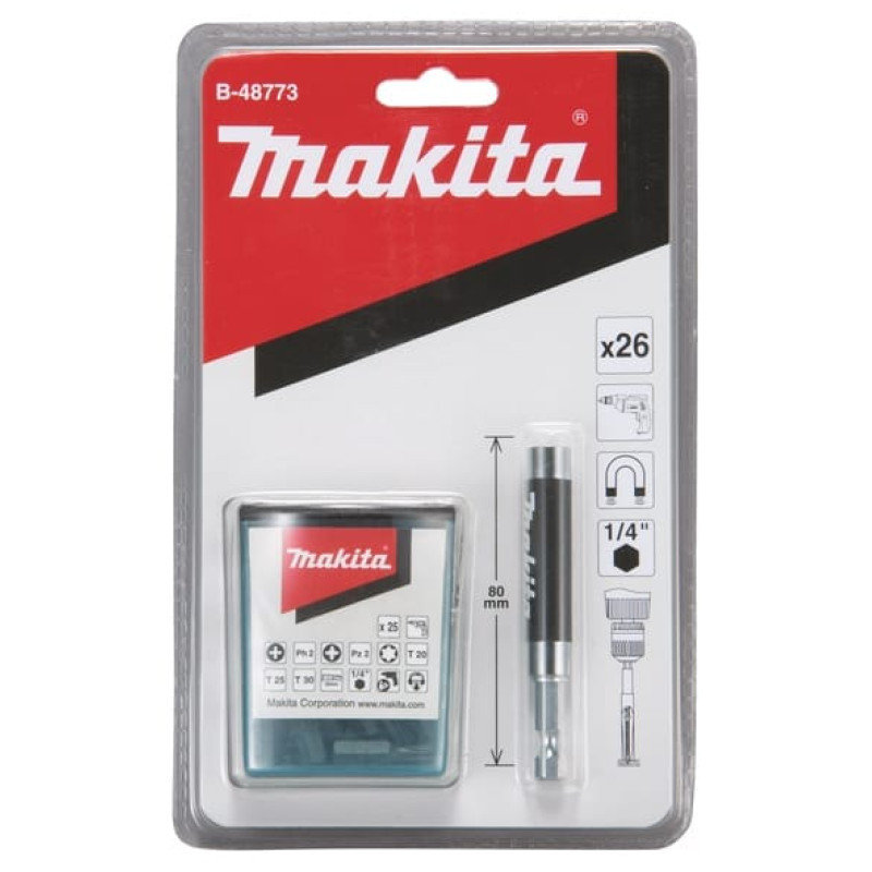 Makita-Akcesoria komplektā ir 25 gabali 1/4