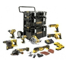 Dewalt-Maszyny Kombinētais komplekts ar 8 akumulatoru instrumentiem 18V Li-Ion XR 4x5.0Ah, 3 futrāļi un ratiņi, Tough System DeWalt [DCK853P4-QW]