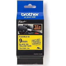 Brother Brother oryginalny taśma do drukarek etykiet, Brother, TZEFX621, czarny druk/żółty podkład, laminowane, 8m, 9mm, flexibilní