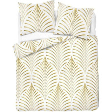 Satīna gultasveļa 160x200 baltā zelta lapas 4396 A Home Satin 122