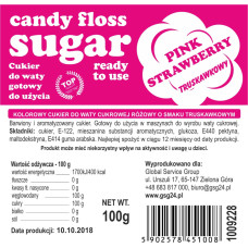 Gsg24 Krāsains cukurs kokvilnas rozā zemeņu garšai - paciņa 100g