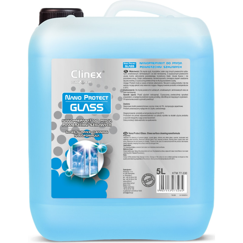 Clinex Nanopreparāts spoguļstikla logu mazgāšanai bez svītrām kristāla spīdums Nano Protect Glass 5L