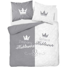Kokvilnas gultas veļa 220x200 Sleepy Prince Sleepy Princess pelēka balta 4323 A Home 130