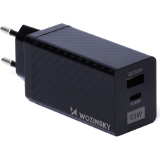 Wozinsky GaN 65 W lādētājs ar USB-C QC 3.0 PD melnajiem portiem