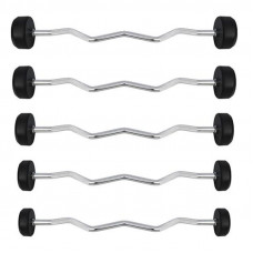 HMS Fixed, broken, rubber barbell bar GSL-10 10 kg