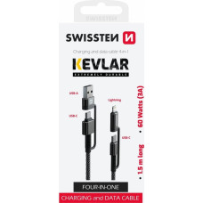 Swissten Kevlar 4in1 | 3A Kabelis 1.5m