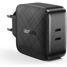 Ugreen 2x USB-C 66 W Power Delivery 3.0 Quick Charge 4.0 sienas lādētājs — melns