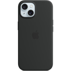 Apple Oriģinālais silikona maciņš priekš iPhone 15 Silikona maciņa MagSafe, melns