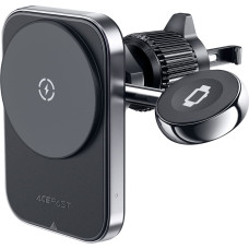 Acefast Automašīnas turētājs 2in1 ar induktīvo lādētāju MagSafe Qi telefonam un viedpulkstenim, melns