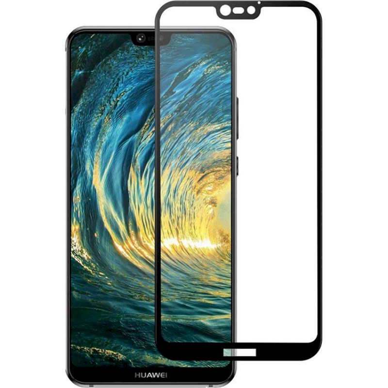 Fusion Full Glue 5D Tempered Glass Aizsargstikls Pilnam Ekrānam Huawei P20 Lite Melns