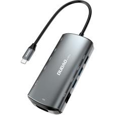 Dudao 11w1 multifunctional HUB USB Typ C - USB Type C PD 60 W | HDMI | 3,5 mm mini jack | 1x USB 2.0 | SD - micro SD  card reader | VGA | RJ45 | 3x USB 3.2 Gen 1 grey (A15Pro grey)