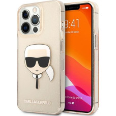 KLHCP13LKHTUGLGO Karl Lagerfeld TPU Full Glitter Karl Head Case for iPhone 13 Pro Gold