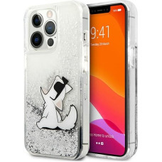 KLHCP13XGCFS Karl Lagerfeld Liquid Glitter Choupette Eat Case for iPhone 13 Pro Max Silver