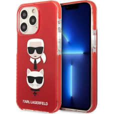 Karl Lagerfeld TPE Karl and Choupette Heads Case for iPhone 13 Pro Red