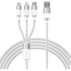 3in1 USB cable Baseus StarSpeed Series, USB-C + Micro + Lightning 3,5A, 1.2m (White)