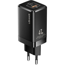USAMS Ład. siec. T41 USB-C+USB GaN 47W PD+QC (only head) Fast Charging czarny|black CC137TC01 (US-CC137)