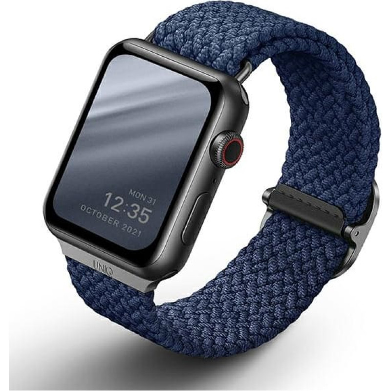 UNIQ pasek Aspen Apple Watch 40|38|41mm Series 4|5|6|7|8|SE|SE2 Braided niebieski|oxford blue
