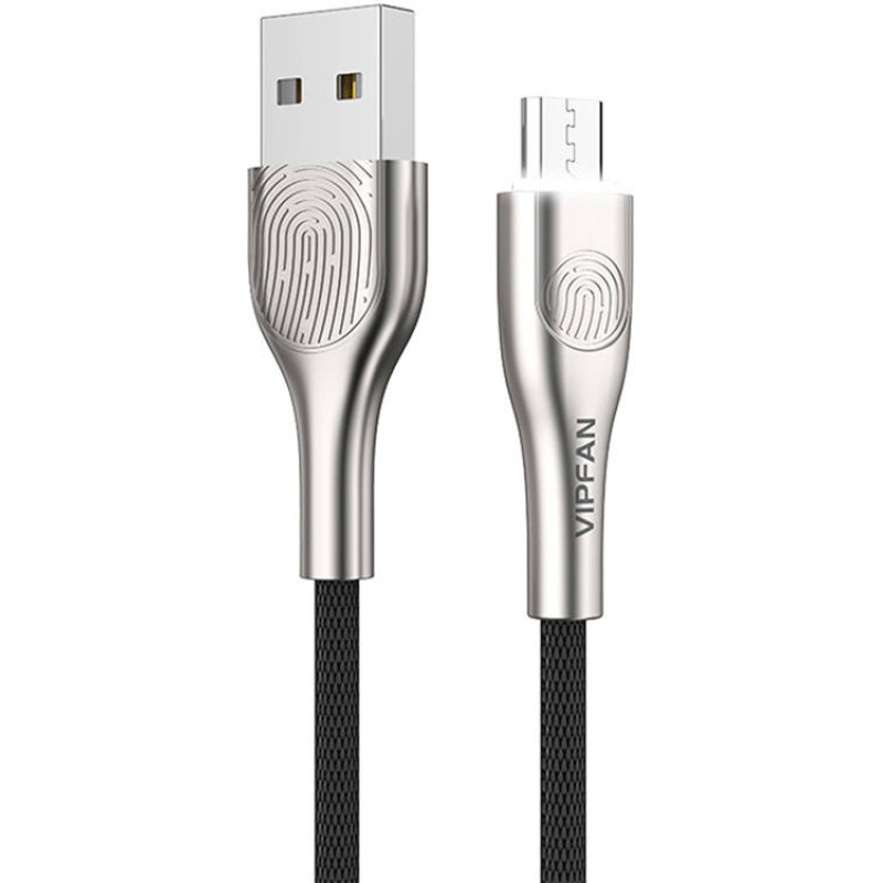 USB to Micro USB cable Vipfan Fingerprint Touch Z04, 3A, 1.2m (black)