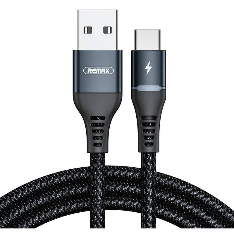 Cable USB-C Remax Colorful Light, 1m, 2.4A (black)