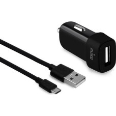 Puro Ładowarka sam. 1xUSB 1A z kablem MicroUSB czarna|black MCHUSBMICROCBLK