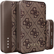 Guess Powerbank 18W GUPB10DP4GEGW 10000mAh brązowy|brown 4G Leather Metal Logo