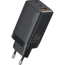 USAMS Ład. siec. 2xUSB-C+1xUSB 65W (only head) GaN PD3.0 +QC3.0 Fast Charging czarny|black Sandru Series CC180TC01 (US-CC180)